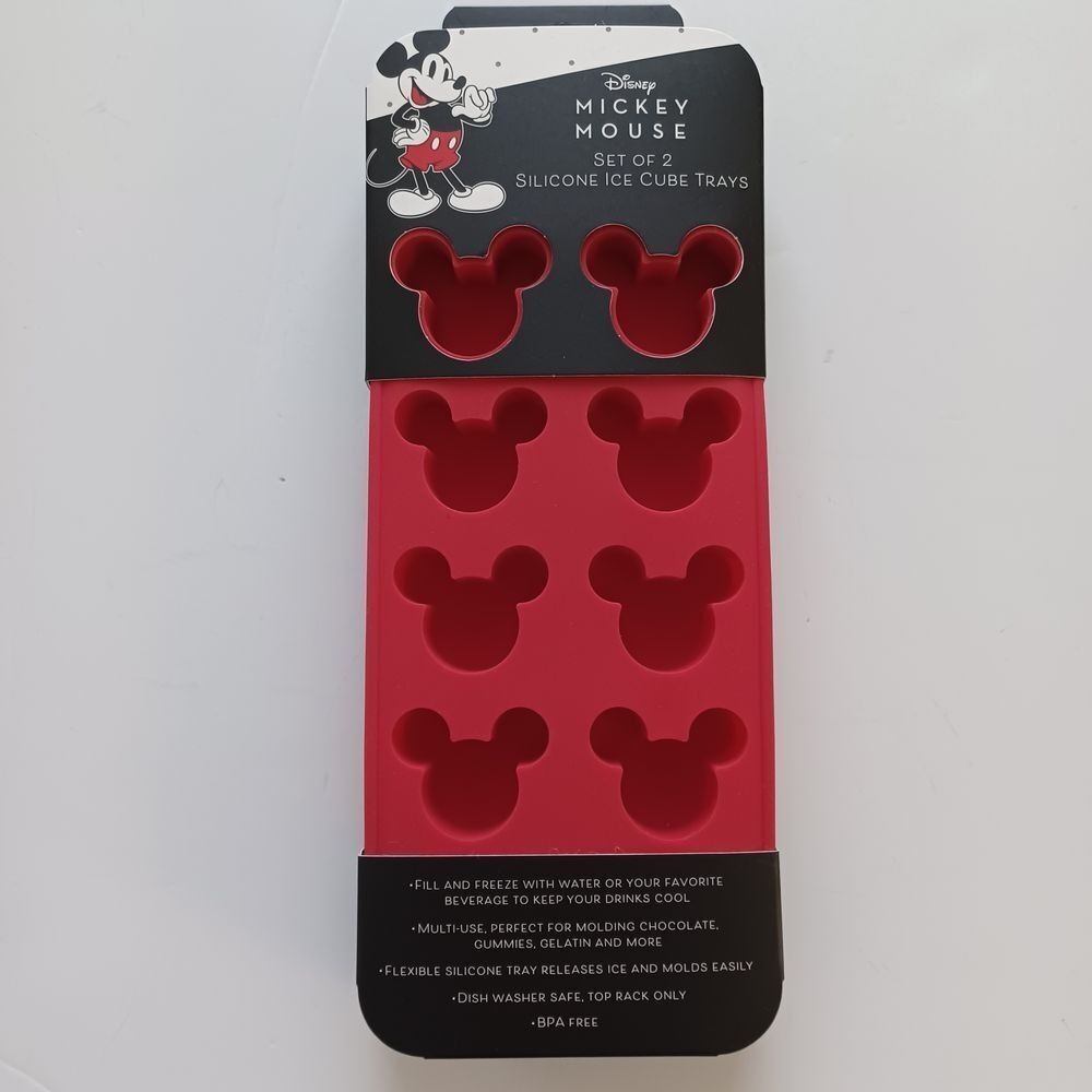 Disney Mickey Mouse Silicone Ice Cube Mold Trays Red Set Of 2 Confectionery New